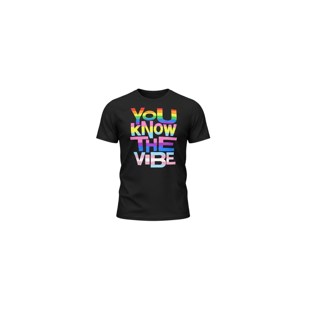 Hot Topic Graphic Tee Mens Large Black You Know The Vibe Rainbow Pride T-Shirt